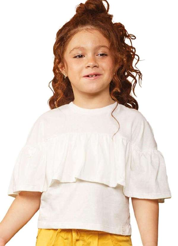 Bugbee - Blusa Meia Malha Babados Branco Infantil Bugbee Branco