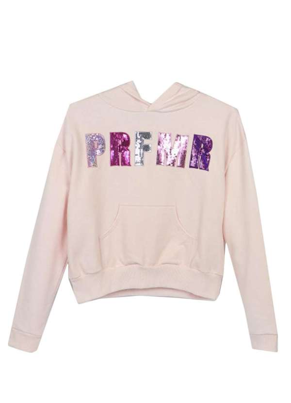 Pituchinhus - Blusa Moletom Rosa Paetê Perfumaria Rosa