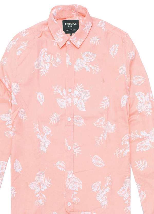 King&joe - Camisa Voil Ml Folhagens Salmão Salmão