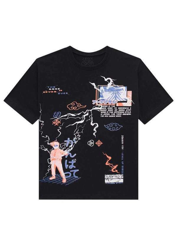 Johnny Fox - Camiseta Estampa Level Up Infantil Johnny Fox Estampado