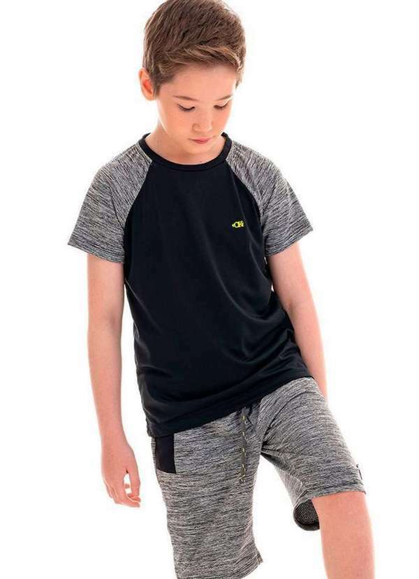 Ok e Pakita - Camiseta Manga Curta Preta Ok & Pakita Preto