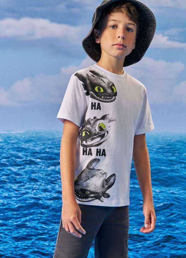 Divertto - Camiseta Menino Banguela Branco Divertto Estampado