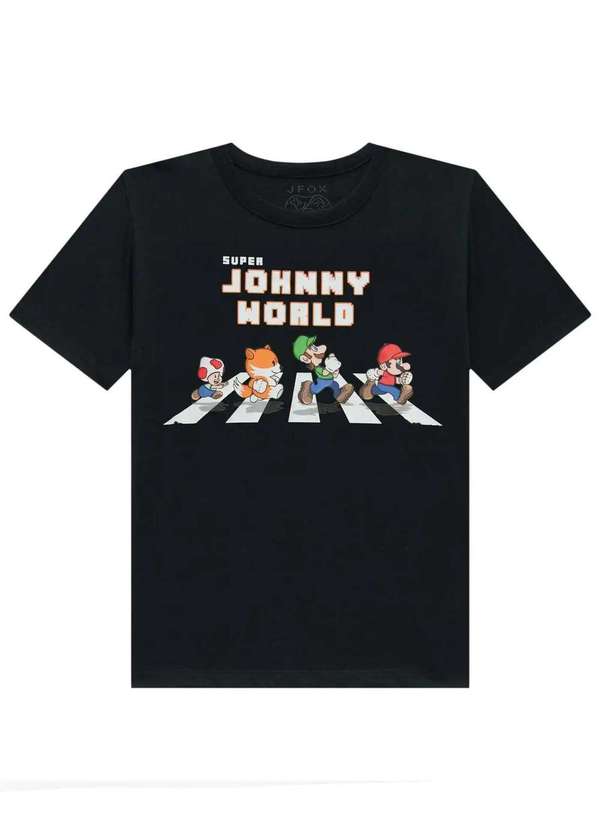 Johnny Fox - Camiseta Menino Manga Curta Preta Johnny Fox Preto