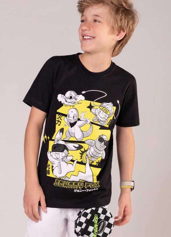Johnny Fox - Ccamiseta Infantil Estampada Manga Curta Johnny Fox Preto 2