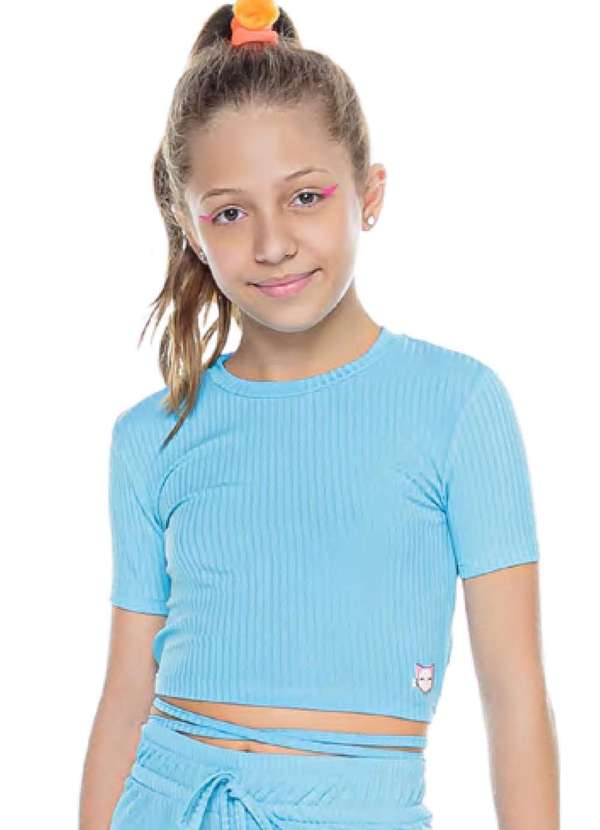 Mylu - Cropped Juvenil Canelado Azul Mylu Azul