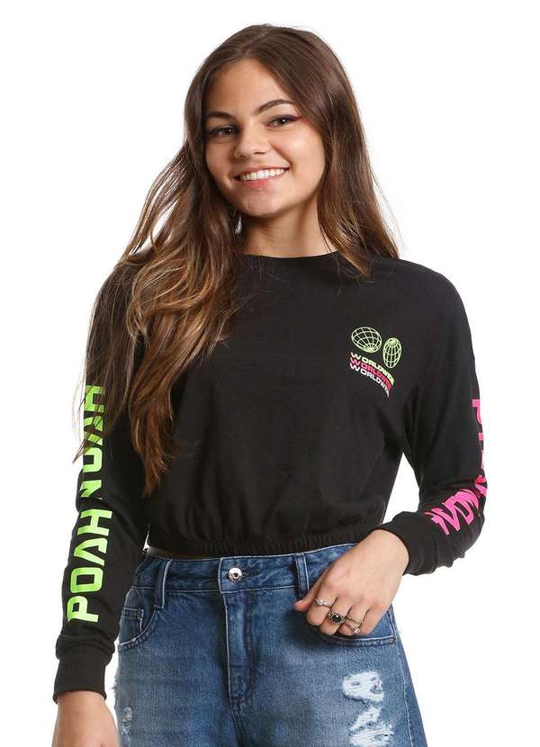 Poah Banana - Cropped Ml Infantil Preto World Poah Noah Preto