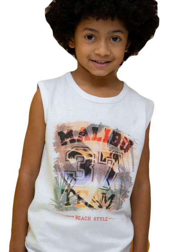 Passagem Secreta - Regata Infantil Branca Passagem Secreta Estampado