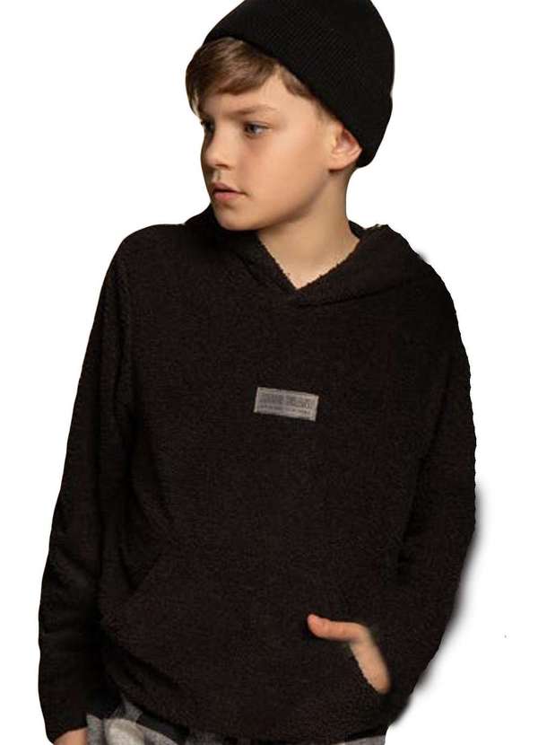 Ricoo - Blusa Moletom Capuz Preto Infantil Riccoo Preto