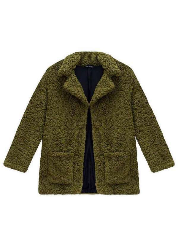 Vic&vicky - Casaco Sobretudo Infantil Pêlo Sherpa Vic Vicky Verde
