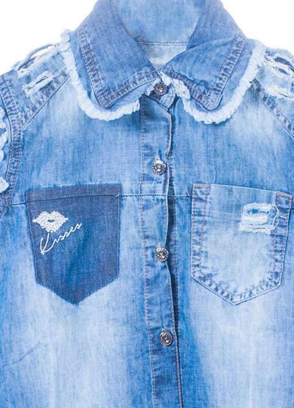 Pull-ga - Colete Juvenil Destroyed Jeans Pull-Ga Jeans