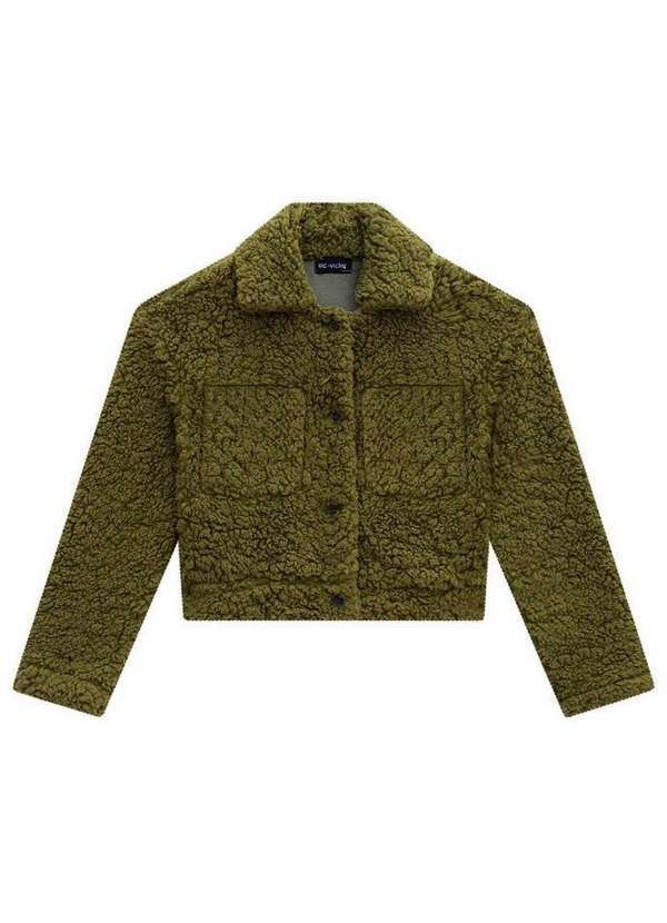 Vic&vicky - Jaqueta Boxy Infantil Pêlo Sherpa Verde Vic Vicky Verde