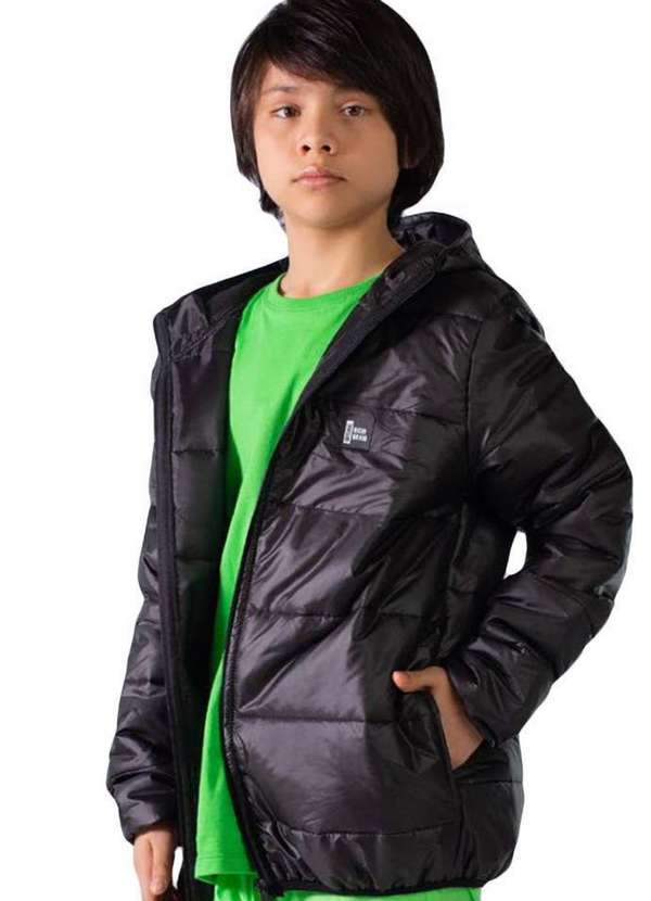 Ricoo - Jaqueta Capuz Acolchoada Preta Infantil Ricoo Preto 1