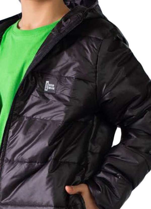 Ricoo - Jaqueta Capuz Acolchoada Preta Infantil Ricoo Preto 2