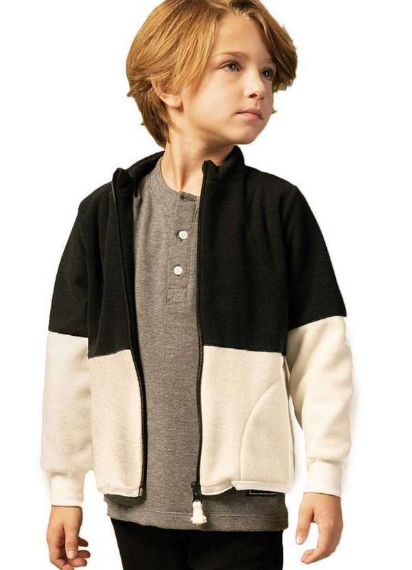 Bugbee - Jaqueta Malha Soft Preto Branco Bugbee Mescla 1