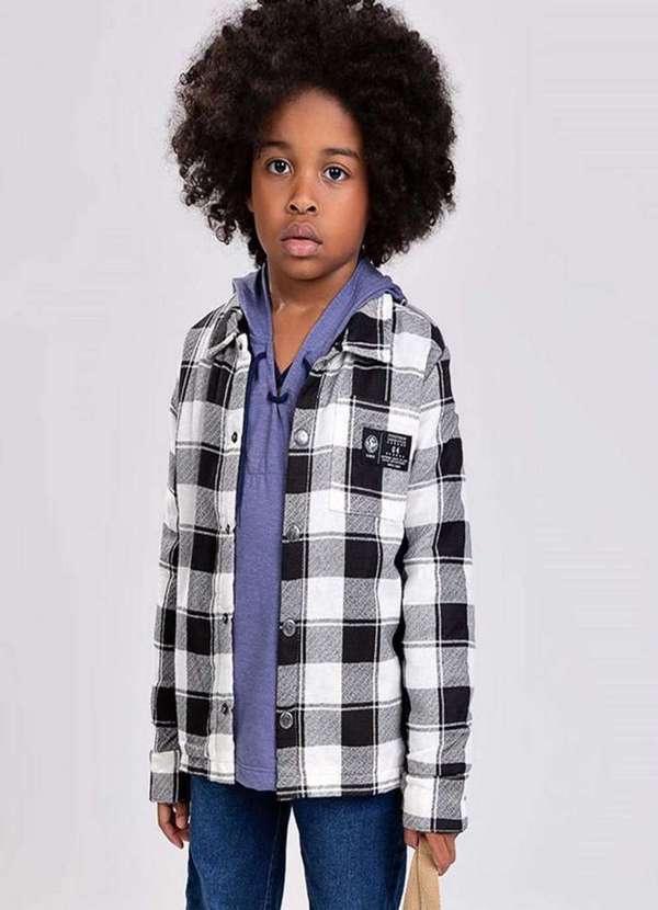 Onda Marinha - Jaqueta Xadrez Infantil Cinza Onda Marinha Mescla