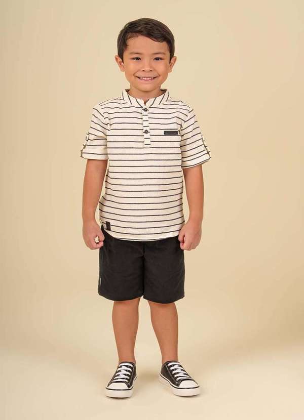 Ok e Pakita - Conjunto Bata em Tricoline Preto Ok & Friends Preto