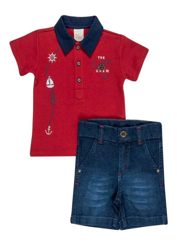 Anjos Baby - Conjunto Bebê Menino Polo Anjos Baby Vermelho 2
