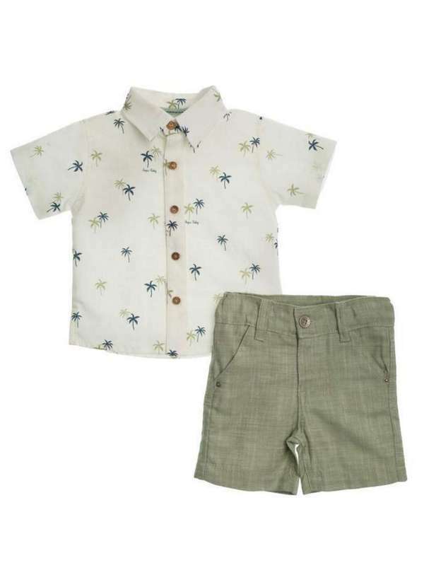 Anjos Baby - Conjunto Bebê Social Camisa Estampado Anjos Baby Estampado