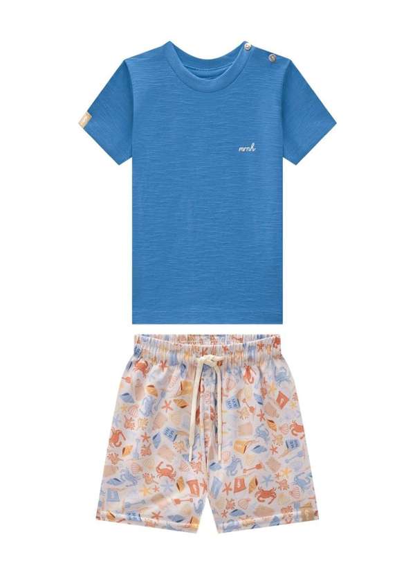 Onda Marinha - Conjunto Bermuda Infantil Menino Onda Marinha Azul