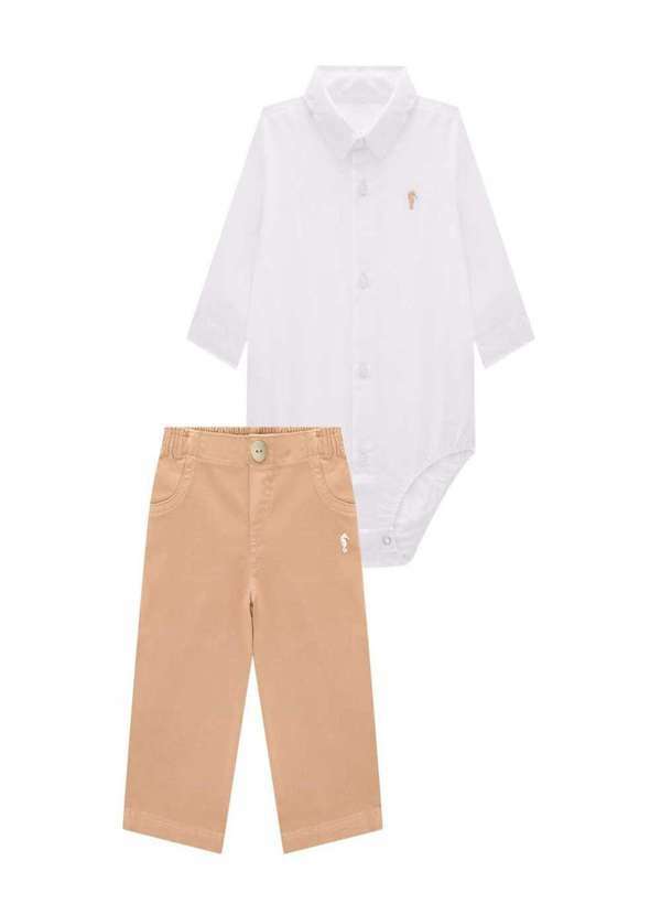 Onda Marinha - Conjunto Body e Calça Bebê Menino Onda Marinha Branco