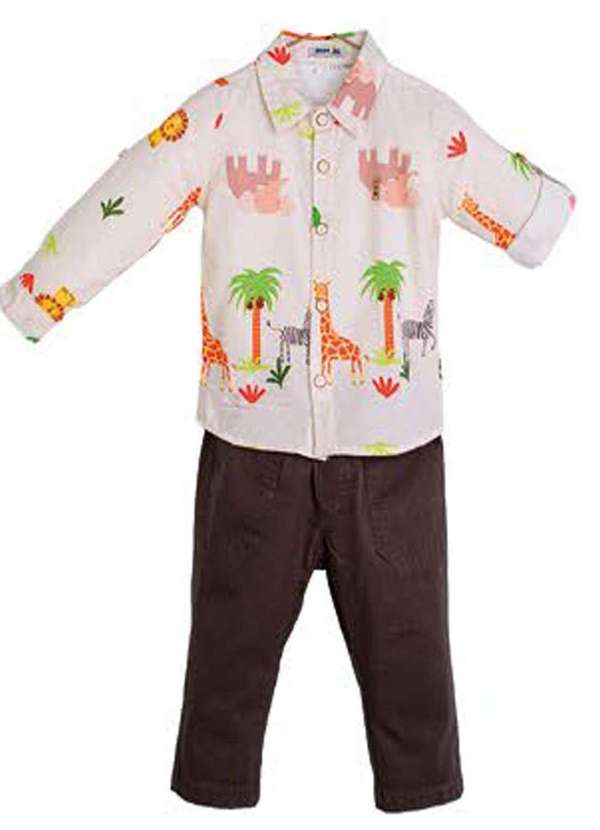 Linna Valentina e Dnm - Conjunto Calça Camisa Infantil Linna Valentinna Estampado