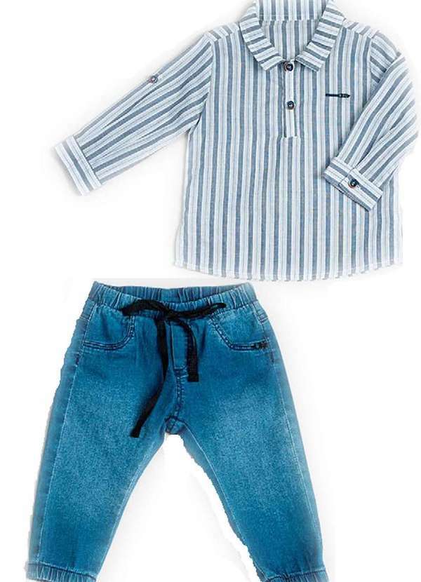 Ok e Pakita - Conjunto Calça Camisa Infantil Ok Friend & Pakita Jeans