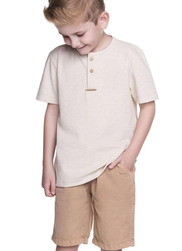 Have Fun - Conjunto Camiseta Malha Jaquard Have Fun Marrom