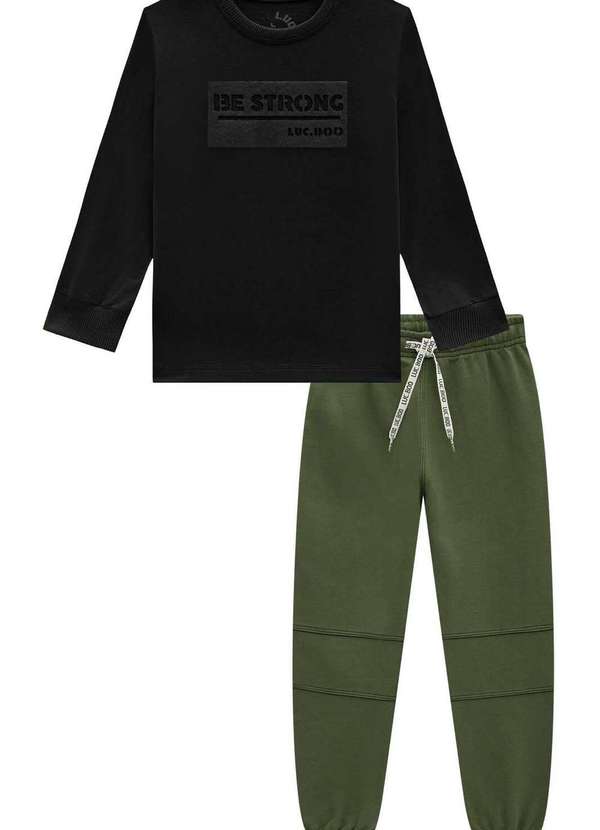 Lucboo - Conjunto Camiseta Meia Malha Calça Jogger Moletom Lucboo Verde