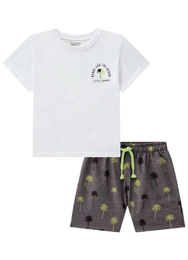 Johnny Fox - Conjunto Camiseta Meia Malha Ready Johnny Fox Branco