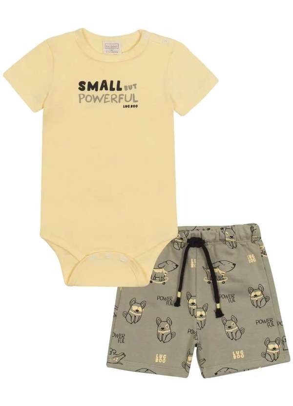 Lucboo - Conjunto de Body em Malha e Bermuda Menino Lucboo Bege
