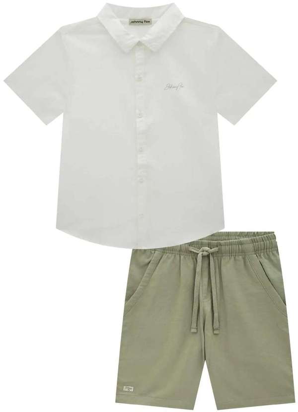 Johnny Fox - Conjunto de Camisa em Linho Deluxe Johnny Fox Off White