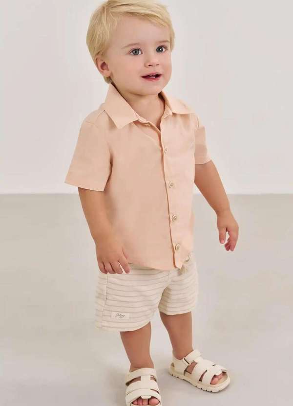 Johnny Fox - Conjunto de Camisa em Linho Deluxe Menino Johnny Fox Laranja