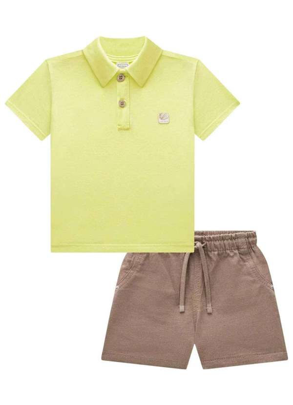 Lucboo - Conjunto de Camisa Polo em Meia Malha Lucboo Amarelo