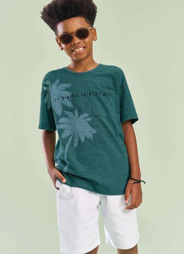 Johnny Fox - Conjunto de Camiseta em Malha Bermuda Johnny Fox Verde