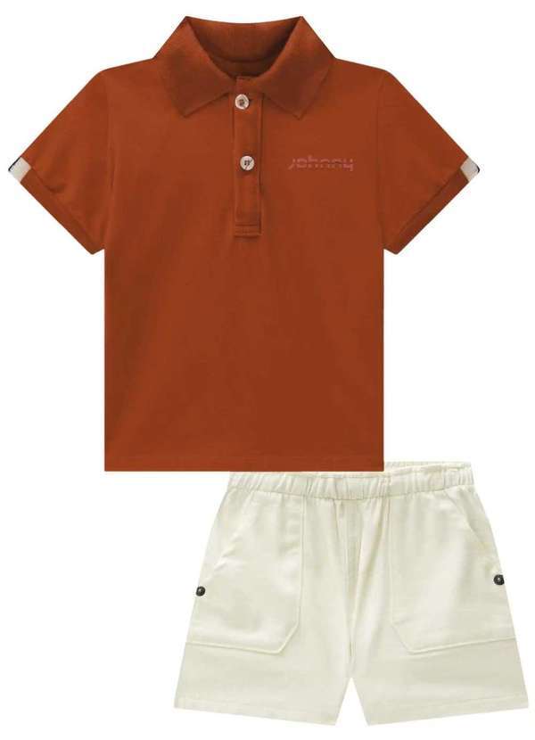 Johnny Fox - Conjunto de Camiseta Polo Menino Johnny Fox Marrom