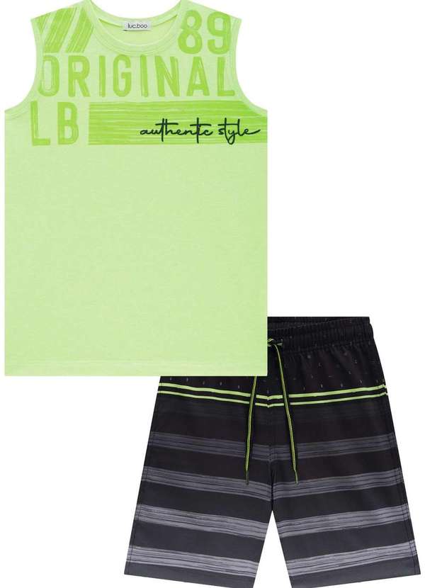 Lucboo - Conjunto de Regata em Meia Malha e Bermuda Lucboo Verde