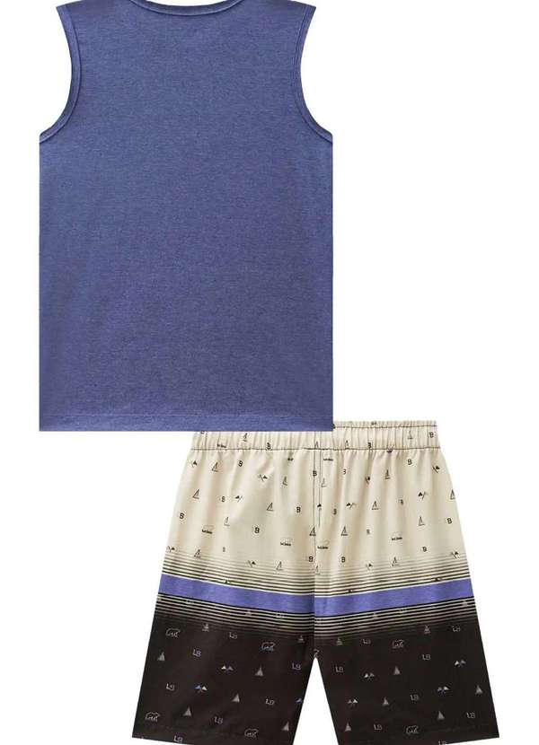 Lucboo - Conjunto de Regata em Meia Malha e Bermuda Lucboo Azul