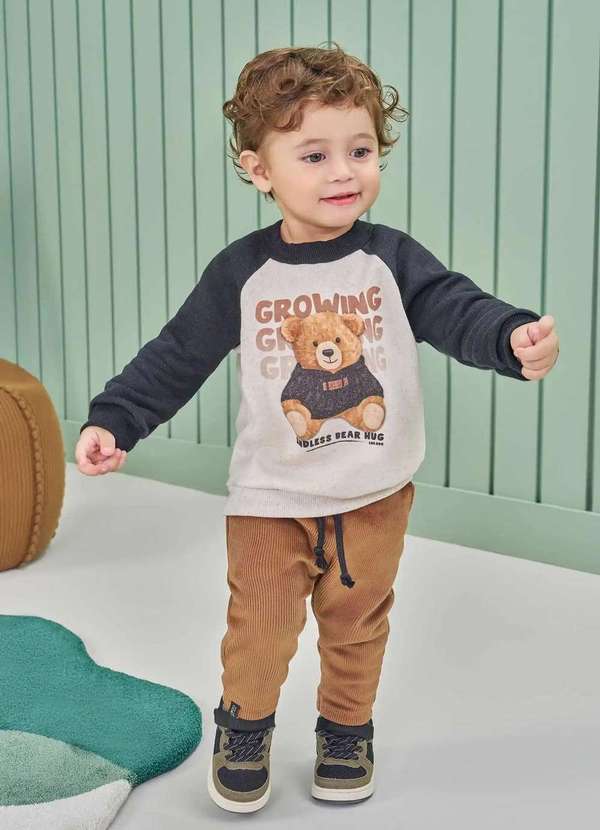 Lucboo - Conjunto Infantil de Moletom Lucboo Ursinho Estampado