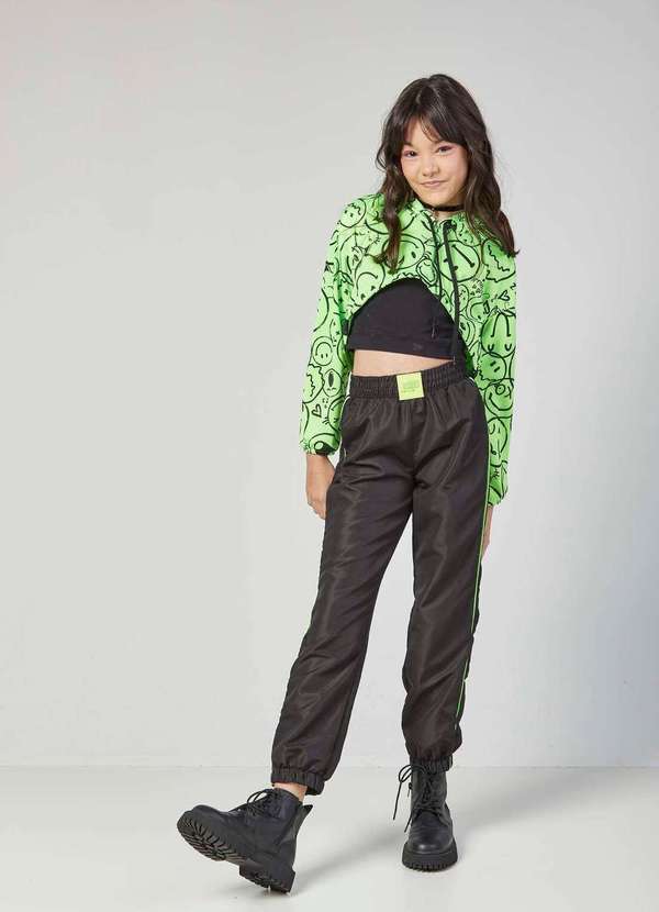 Mylu - Conjunto Infantil Menina com Calça Preta Mylu Estampado