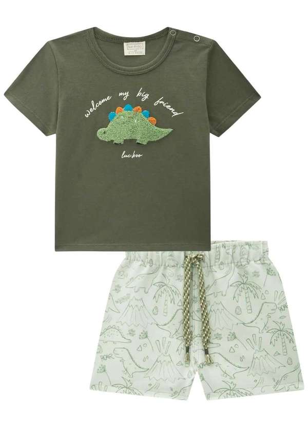 Lucboo - Conjunto Infantil Lucboo Dino Verde Estampado