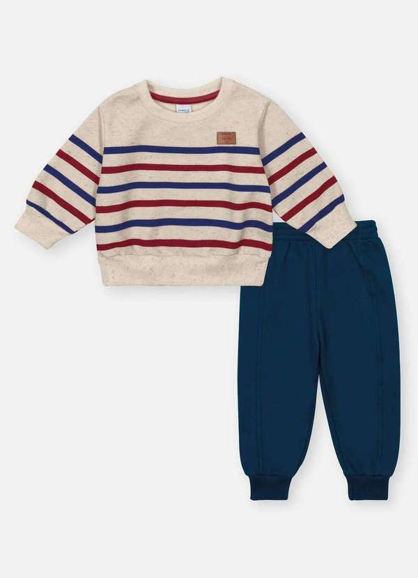 Divertto - Conjunto Infantil Menino Moletom Azul Brandili Estampado