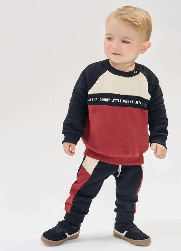 Johnny Fox - Conjunto Infantil Moletom Menino Vinho Johnny Fox Vinho