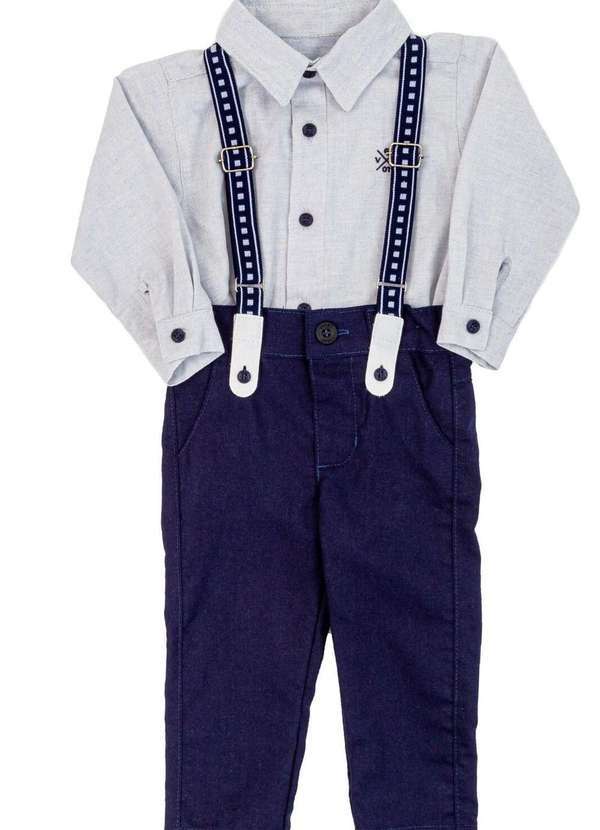 Vigat - Conjunto Infantil Social Suspensório Menino Vigat Branco