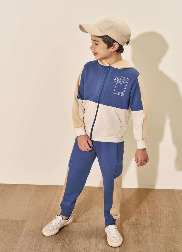 Divertto - Conjunto Longo Menino Azul Moletom Divertto Azul Marinho