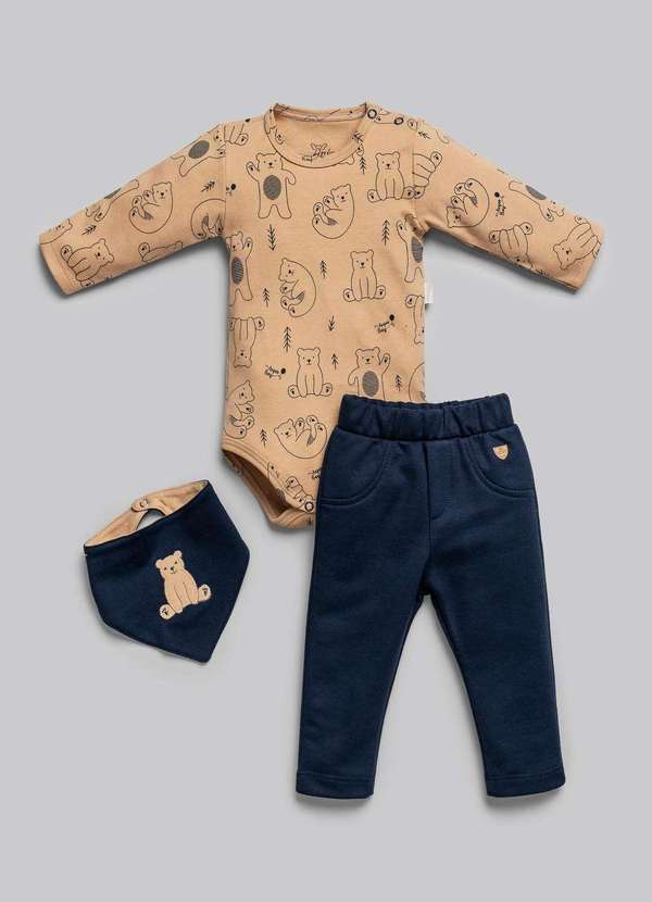 Anjos Baby - Conjunto Longo Menino Ursos Anjos Baby Estampado