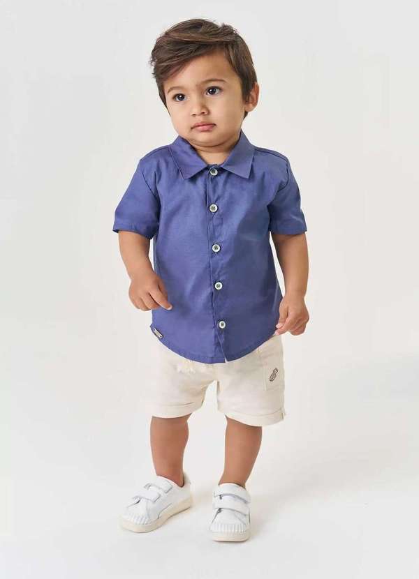 Johnny Fox - Conjunto Menino Bermuda Azul Johnny Fox Azul