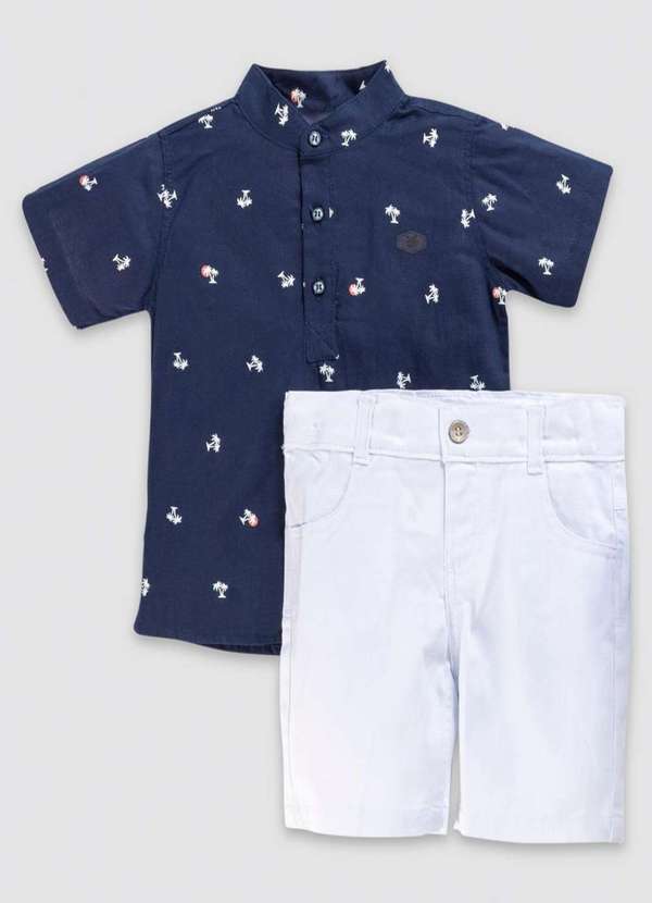 Anjos Baby - Conjunto Menino Bermuda Camisa Anjos Baby Estampado