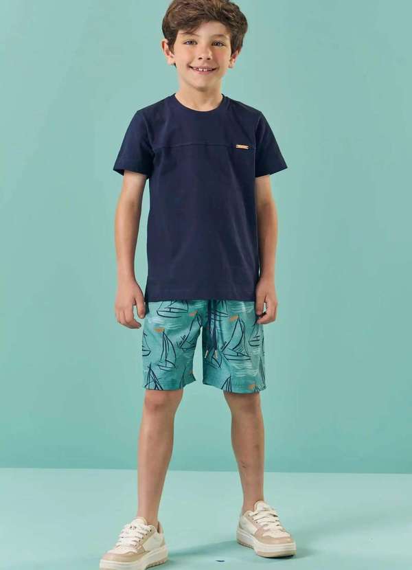 Lucboo - Conjunto Menino Bermuda Malha Estampado Lucboo Estampado