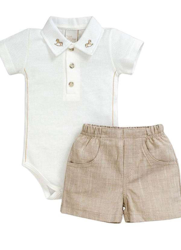 Anjos Baby - Conjunto Menino Body Bebê Areia Anjos Baby Areia