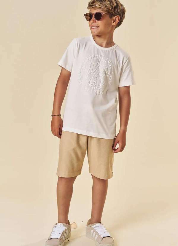 Johnny Fox - Conjunto Menino Branco Bermuda Johnny Fox Branco